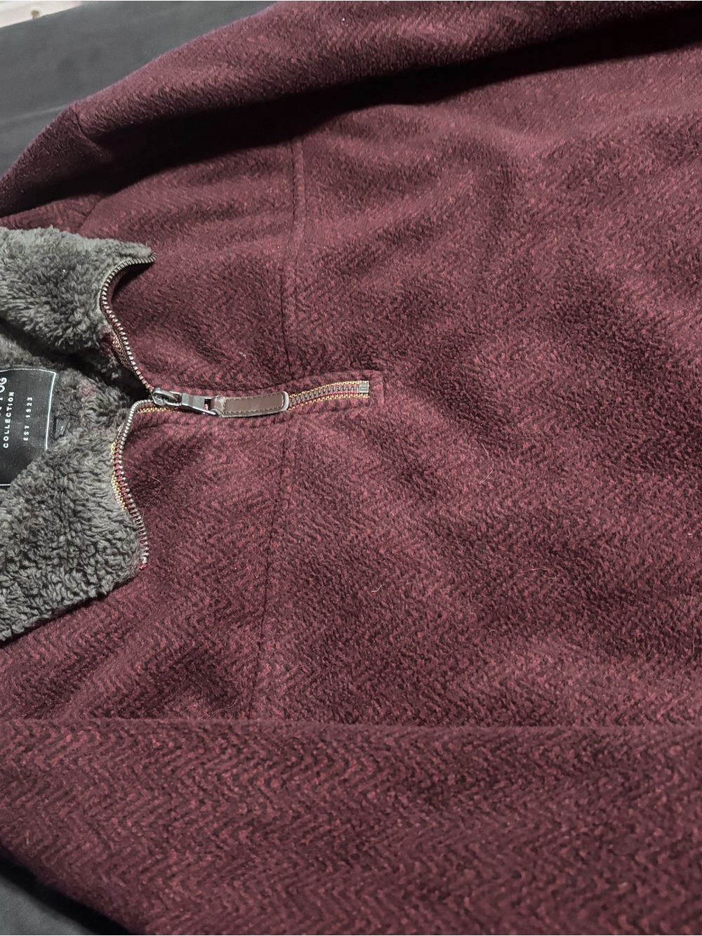 London Fog Men's Zip-Up Sweater Jacket in Burgundy
